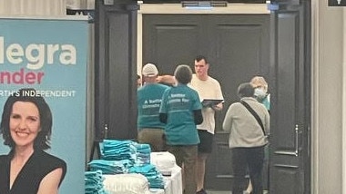 Alex Michael (white shirt) with volunteers at Allegra Spender’s official campaign launch at the Intercontinental in Double Bay. Picture: Supplied