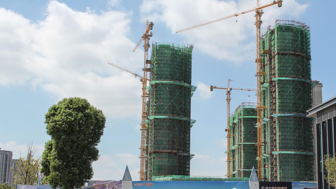 Work on the Evergrande Cultural Tourism City was halted mid-construction. Picture: Jessica YANG/AFP