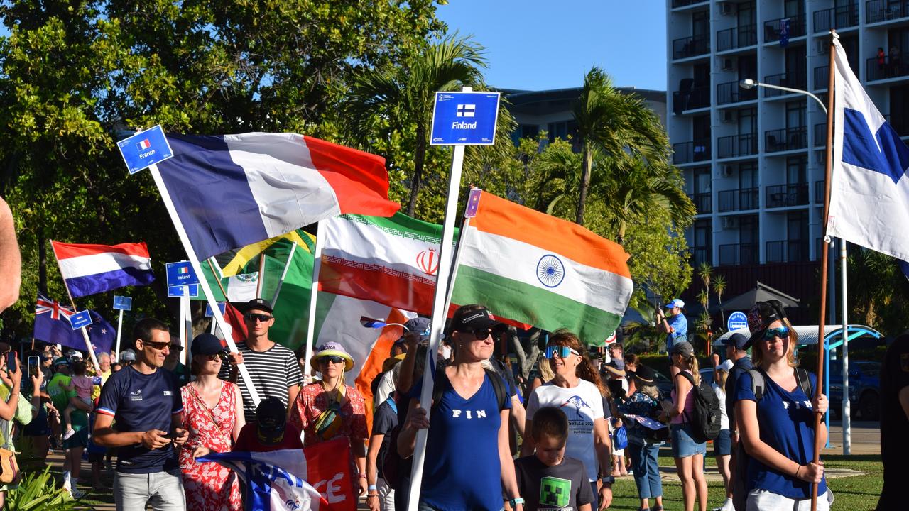 Parade of Nations at The Strand, Townsville for the 2024 World Triathlon Multisport Championships. Picture: Nikita McGuire