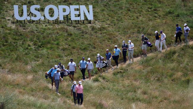 Smith on the fourth hole during a practice round. Picture: Harry How/Getty Images/AFP