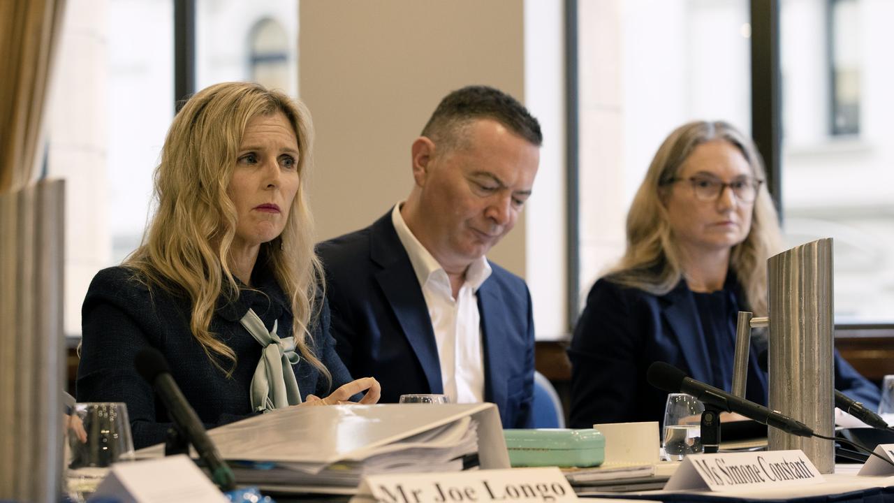 Australian Securities &amp; Investments Commission members (L-R) Simone Constant, Alan Kirkland and Kate O’Rouke in Sydney for a Parliamentary hearing. Picture: Jane Dempster