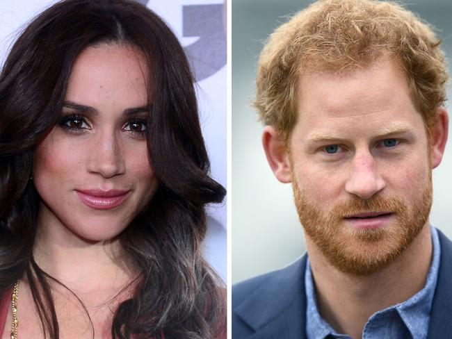 (FILES) This combination of file photos created in London on November 8, 2016, shows Meghan Markle (L) as she poses on arrival for the GQ Men of the Year Party in Hollywood, California, on November 13, 2012, and Britain's Prince Harry as he arrives at Lord's cricket ground in London on October 7, 2016. Britain's Prince Harry confirmed on November 8, 2016, he is dating US actress Meghan Markle as he hit out at the 