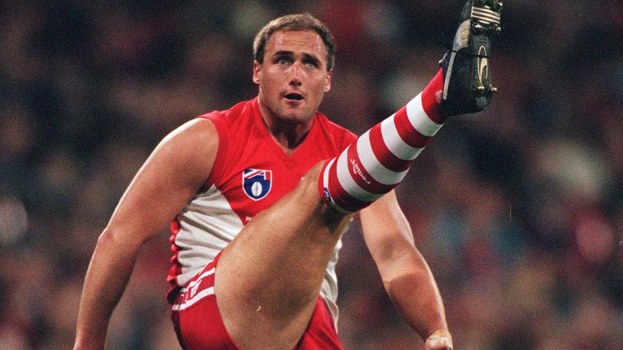 Tony Lockett reached the century six times, including a 132-goal season.