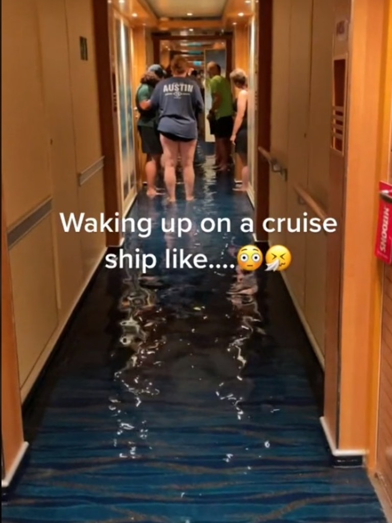 Guests were shown in ankle-deep water in the hallway. Picture: TikTok/adrienne_marie_1