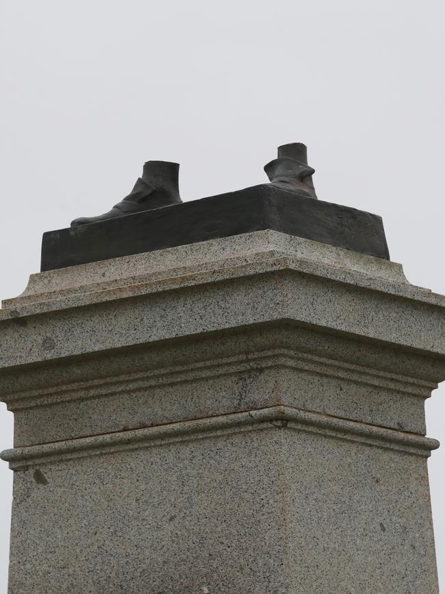 The statue of Captain Cook in St Kilda was cut down. Picture: David Crosling