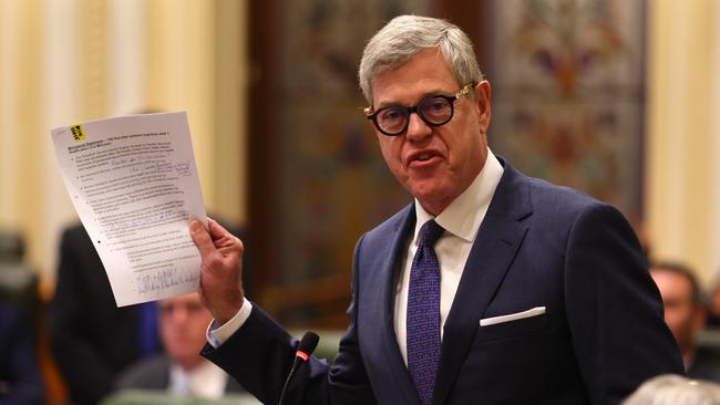 New Health Minister Tim Nicholls during Parliament. Picture: Office of the Premier