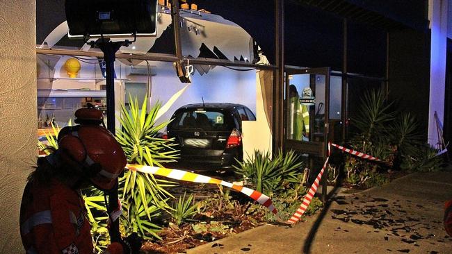 A Braeside shop has been destroyed after an out-of-control vehicle slammed through its window on Sunday. Picture: Chelsea SES