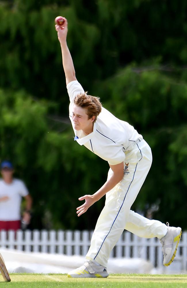 Churchie bowler Dan Boreham. Picture, John Gass