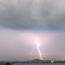 A lightning strike over the Coolangatta area. Picture: Andrew Ennever