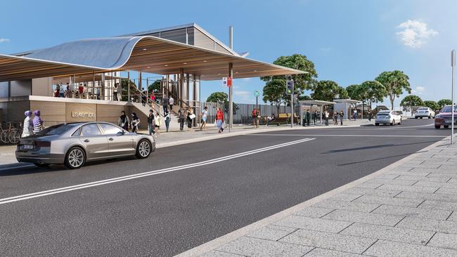 An artist’s impression of the Southwest Metrol line rail station at Lakemba.