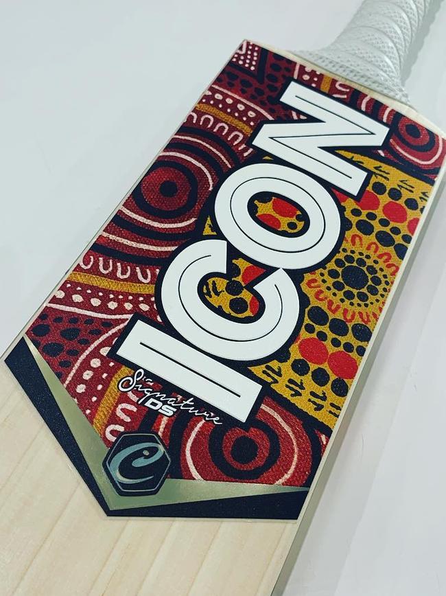 TOO DEADLY: Cairns cricketer and indigenous artist Marcus McGregor-Cassady has designed cricket bat decals that will be used by D'Arcy Short in the Big Bash League. Picture: ICON Cricket Australia