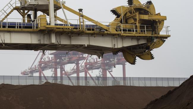 The Australian Iron Ore storage on the docks in Tianjin China China.12th September 2014. Pic Jayne Russell +852 97578607. Date-12.09.14