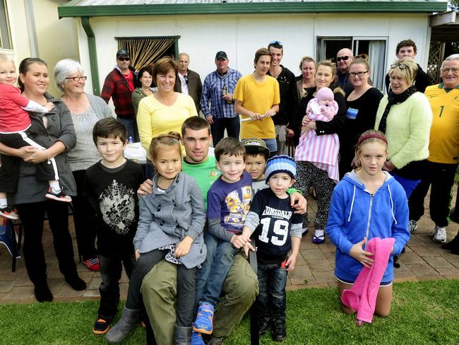 Mat Ryan with his whole extended family at home in Shalvey for a rare family barbecue after the World Cup. Picture: John Appleyard