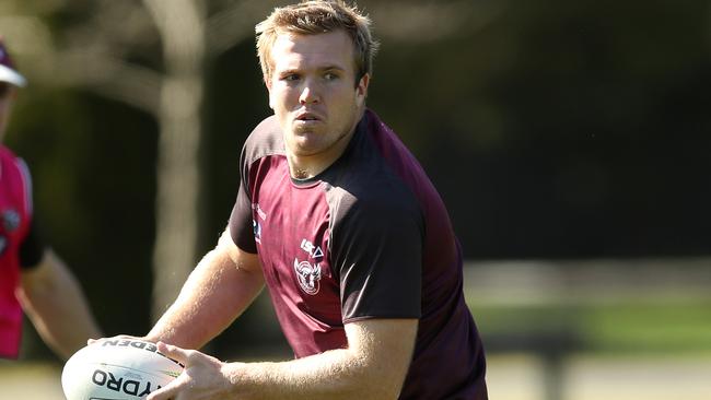 Jake Trbojevic is aiming to return for Manly’s season opener against Melbourne. Picture: Phil Hillyard