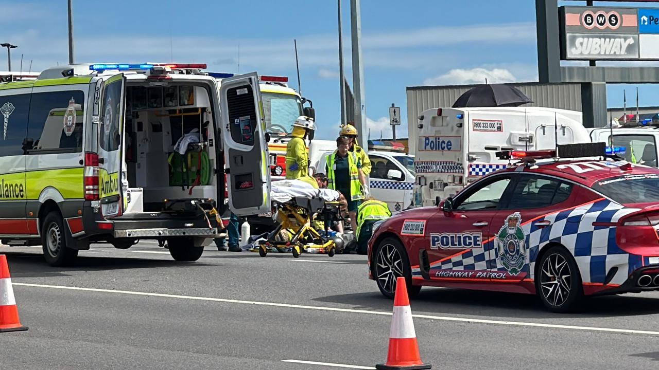 Emergency services on scene of a two-vehicle accident in McLaughlin Street, Gracemere, on April 9, 2024.