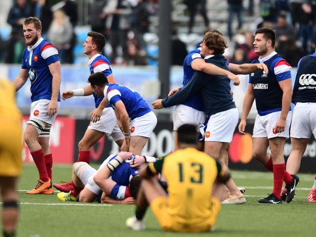 France celebrates their thrilling World Rugby U20 Championship win over Australia. Pic: Getty Images