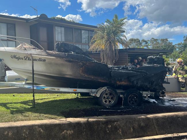 Boat destroyed by fire at Avoca, September 23 2022