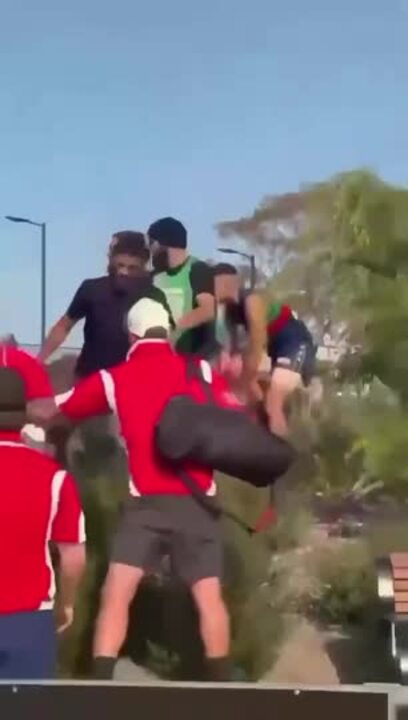 Local football players and fans clash