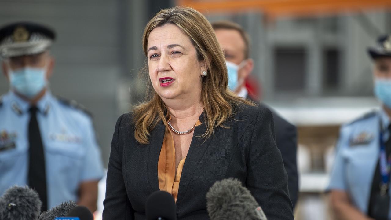 Queensland Premier Annastacia Palaszczuk and Deputy Premier Steven Miles visit the Wellcamp quarantine hub. Wednesday, February 16, 2022. Picture: Nev Madsen.