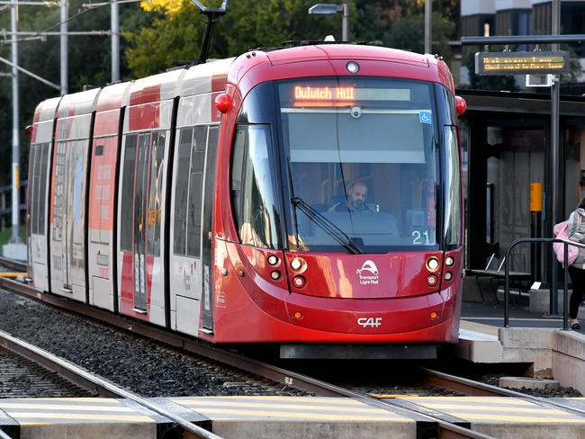 A Dulwich Hill bound service approaches Lewisham West light rail station in Lewisham, Sydney, Thursday, July 6, 2017.  (AAP Image/Joel Carrett)