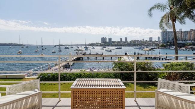 The glorious view from Simmone Logue’s Elizabeth Bay apartment, which has been listed with $6.5 million hopes. Picture: Bresic Whitney