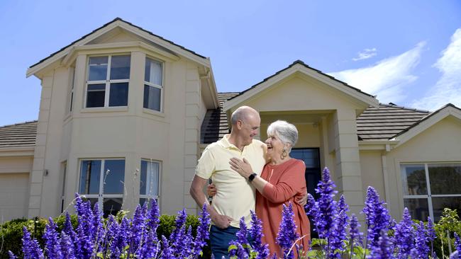 Michael and Pam Aish at their Henley Beach home. Henley Beach was one of the coastal suburbs to recently join the million-dollar club. Picture: Naomi Jellicoe