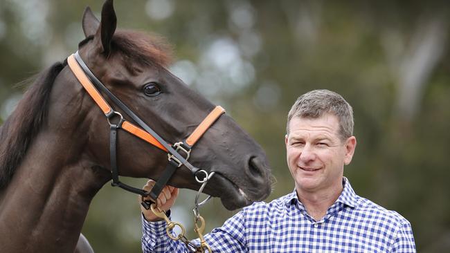 Trainer Kris Lees with Lucia Valentina back in 2014. Picture: David Caird