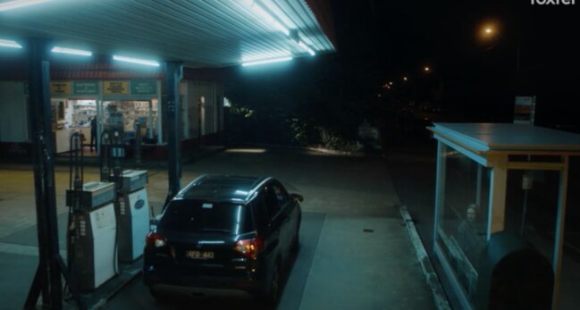 Left: Vera’s car with baby left alone. Right: The Freak in a bus shelter. Pic: Foxtel