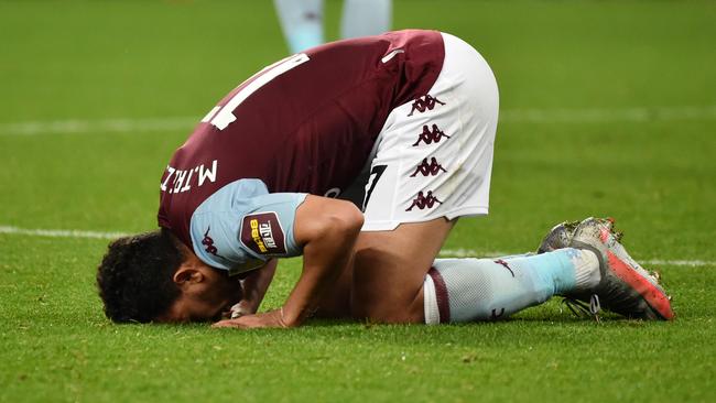 Trezeguet kisses the pitch at Villa Park. Picture: Getty Images