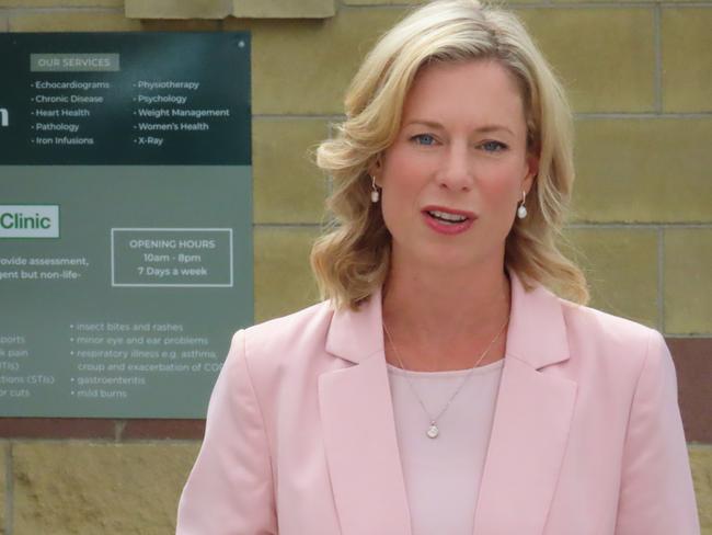 Labor MP for Lyons Rebecca White speaks to the media at Bridgewater on Wednesday, February 12, 2025.