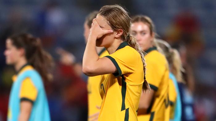 The Matildas were thumped 7-0 by Spain. (Photo by Fran Santiago/Getty Images)