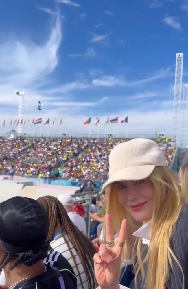 Nicole Kidman soaks up the Olympic spirit at the tennis. Picture: Instagram