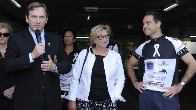 Former Australian of the Year Rosie Batty kicks off White Ribbon week with O’Keefe (right). Picture:  Blacktown City Council