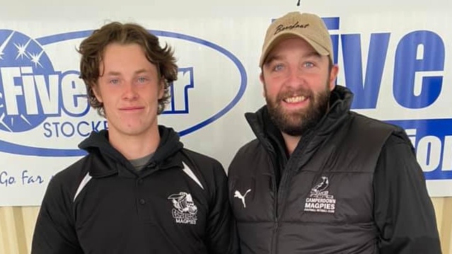 Dom Absalom made his senior debut for Camperdown in the Hampden League on Saturday. Photo: Camperdown FNC.