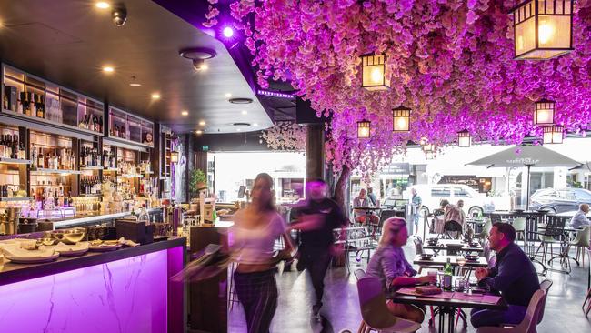 A cherry blossom tree takes pride of place at Maggie Choo Picture: Mark Cranitch.