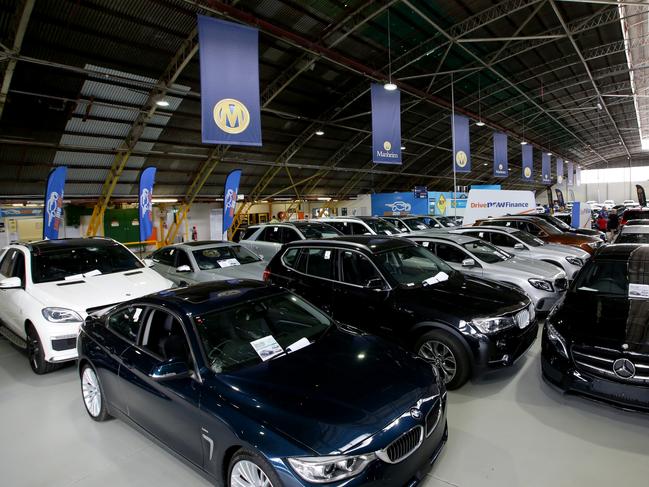 500+ vehicles at Manheim Auctions in Moorebank to be sold at auction on Saturday. Car's were all damaged by giant hail storms that happened in December. Picture: Jonathan Ng