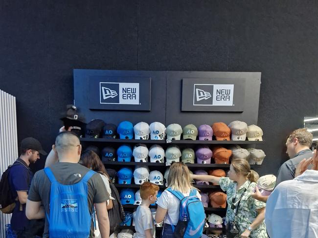 Australian Open branded hats retail for $50 at the AO store at Melbourne Park.