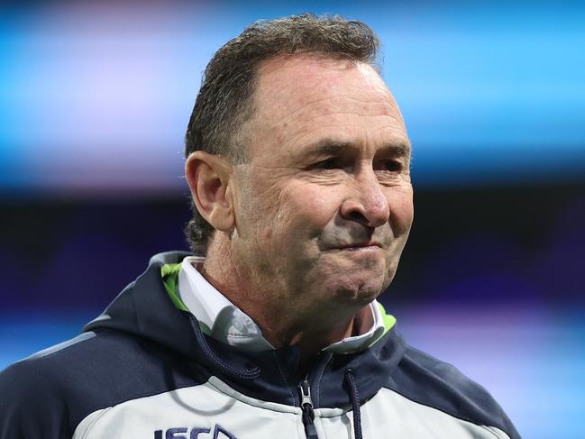 SYDNEY, AUSTRALIA - OCTOBER 09:  Raiders coach Ricky Stuart looks on during the NRL Semi Final match between the Sydney Roosters and the Canberra Raiders at the Sydney Cricket Ground on October 09, 2020 in Sydney, Australia. (Photo by Cameron Spencer/Getty Images)