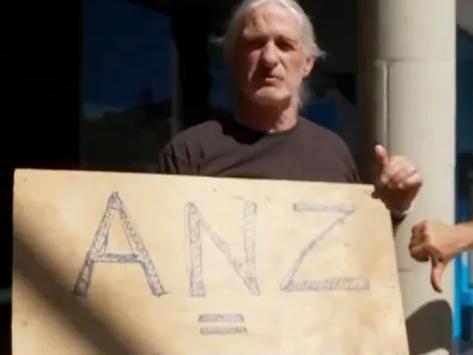 Activist Kim Grace is unhappy about the closure of an ANZ bank branch in the Blue Mountains, NSW. Picture: Nine News