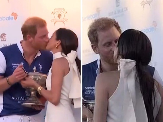 Harry and Meghan, Duke and Duchess of Sussex, put on a loved-up display while attending the Royal Salute Polo Challenge in Palm Beach, Miami.