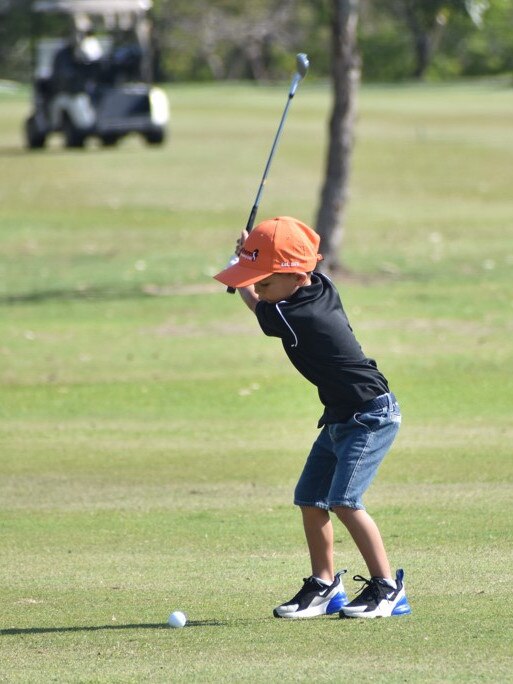 The Gold Coast's Tom Guy (boys six years and under) on course on day one of the US Kids Golf Foundation Australian Open at the Rockhampton Golf Club on September 27.