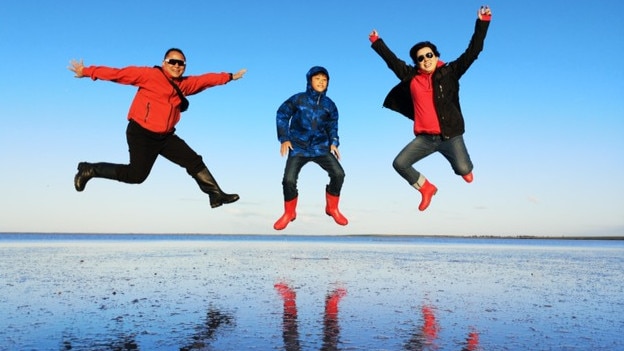 One giant leap for tourism at Lake Tyrrell, Victoria.