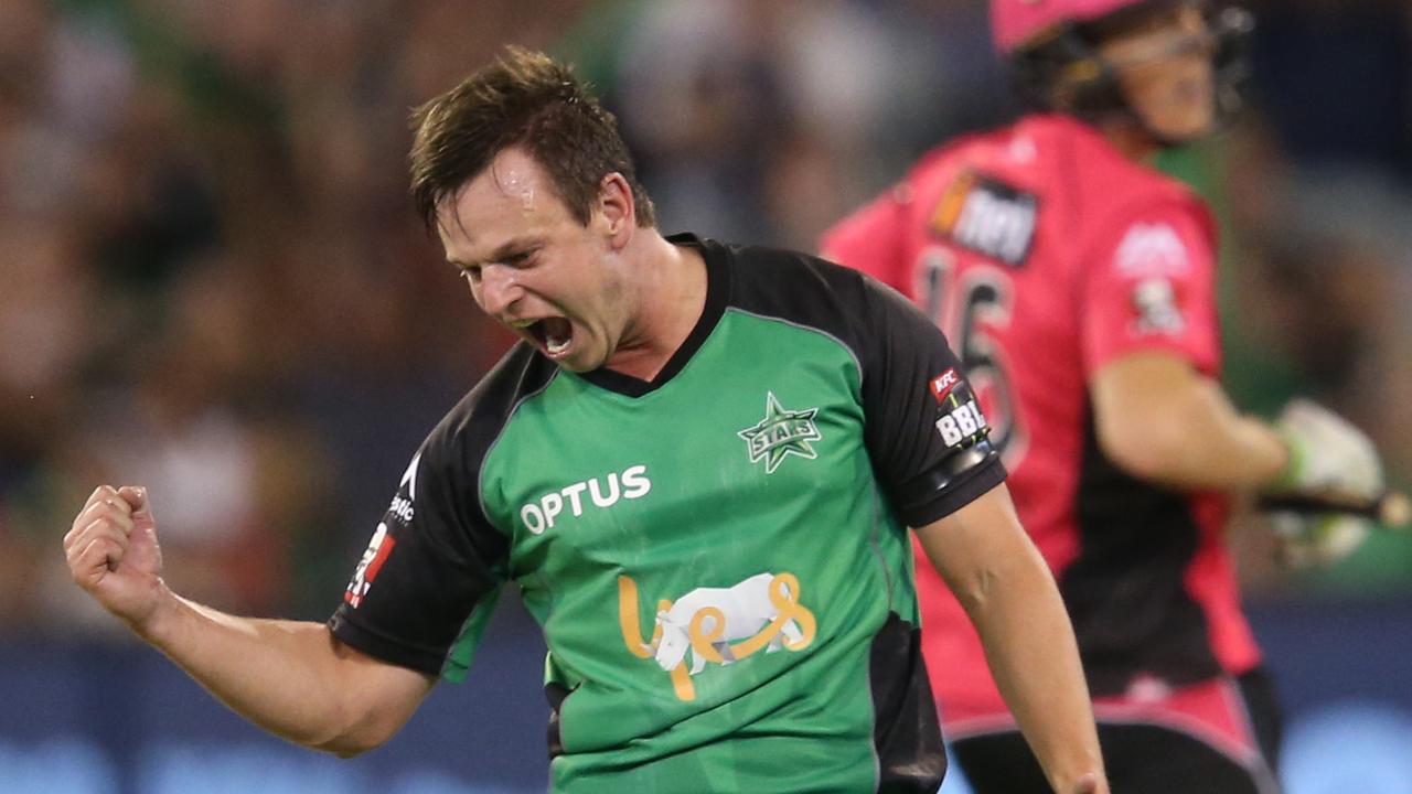 Stars bowler Evan Gulbis celebrates a wicket. Pic: AAP