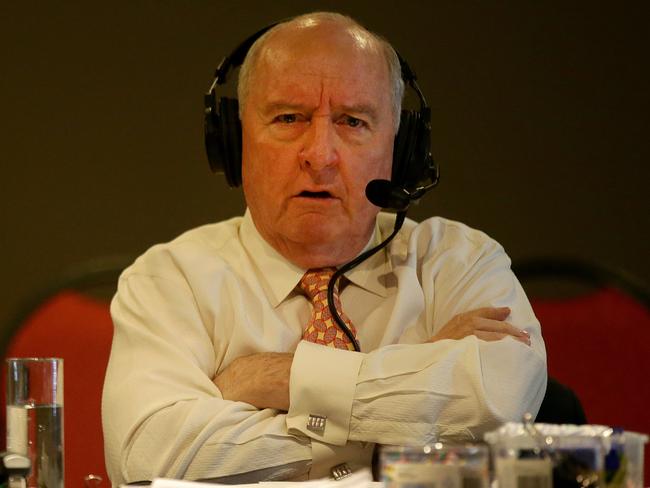 Alan Jones and Ray Hadley broadcasting their show from the Orange Ex-Services Club ahead of this Saturday's by-election. Picture: Jonathan Ng