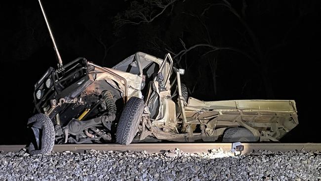 A man died and another man was critically injured following a crash between a Toyota Landcruiser and an Aurizon coal train on Peter Delemothe Rd, west of Bowen, on July 11. Picture: Heidi Petith and Estelle Sanchez