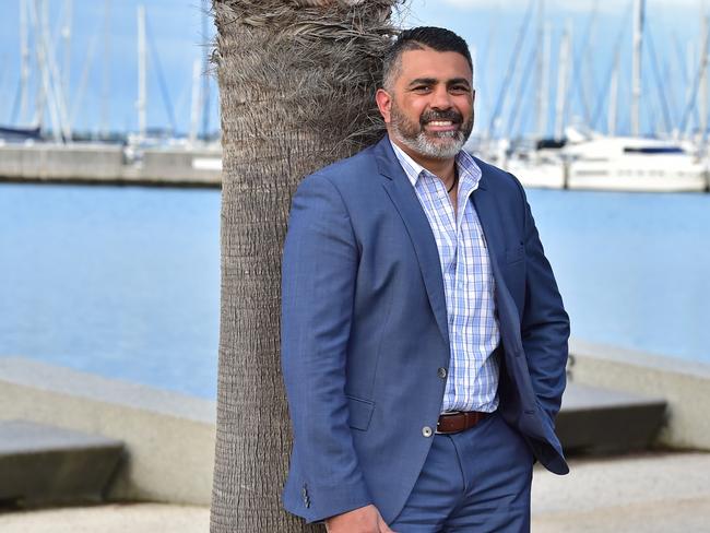 Justin Mohamed the Commissioner for Aboriginal Children and Young People pictured at the Geelong waterfront. Picture: Stephen Harman