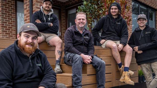 Supreme Green Landscaping director Paul Leesment (middle) says mental health is top of mind coming out of Covid. Picture: Jake Nowakowski