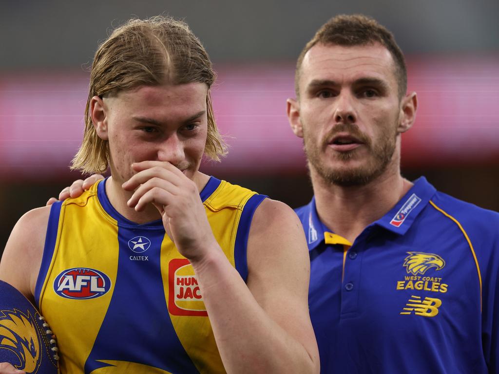 Reid with former skipper Luke Shuey last year. Picture: Paul Kane/Getty Images