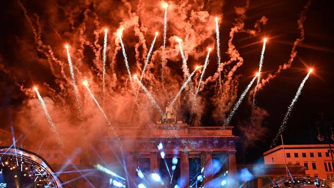 Fireworks explode over Berlin's landmark Brandenburg Gate. Picture: AFP