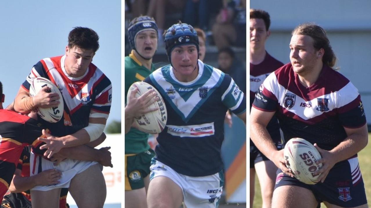 Ethan Cocco (left), Will Shears and Jesse Wallace made Mackay's team of the tournament in Aaron Payne Cup/Cowboys Challenge. Pictures: Matthew Forrest